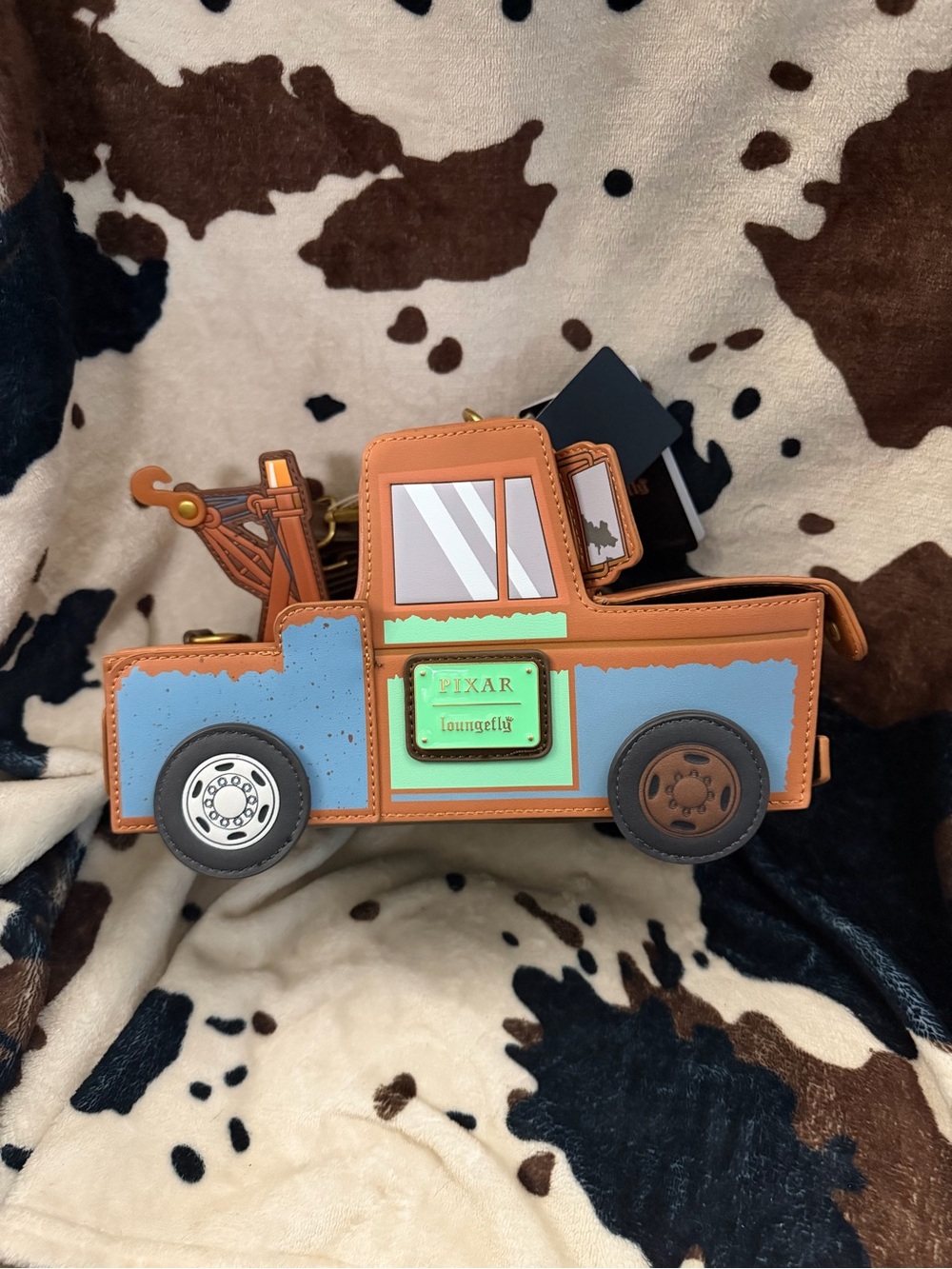 Loungefly Pixar Tow Truck Crossbody Bag in Brown, Blue & Mint